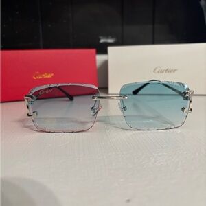 Rimless Sunglasses in Blue cartier